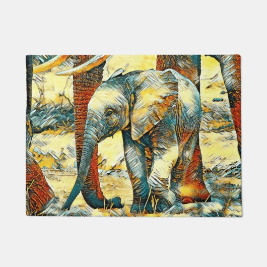 AnimalArt_Elephant_010 Deurmat (Voorkant)