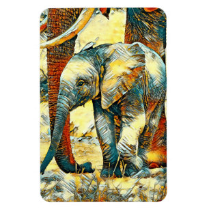 AnimalArt_Elephant_010 Magneet