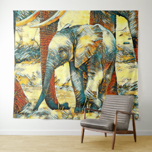 AnimalArt_Elephant_010 Wandkleed