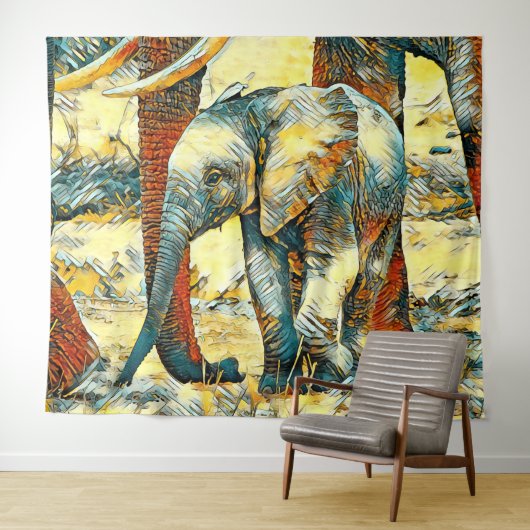 AnimalArt_Elephant_010 Wandkleed (In Situ (horizontaal))