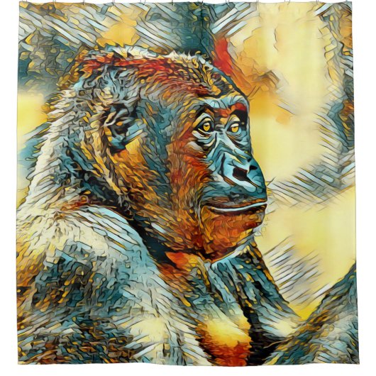 AnimalArt_Gorilla_004 Douchegordijn (Voorkant)
