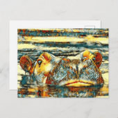 AnimalArt_Hippo_001 Briefkaart (Voorkant / Achterkant)