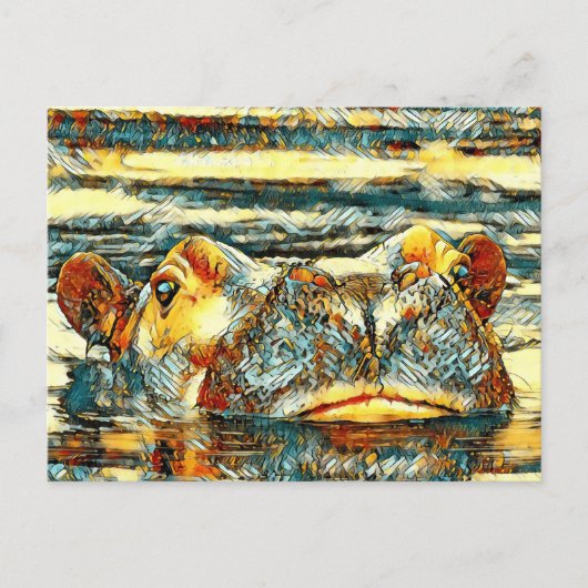 AnimalArt_Hippo_001 Briefkaart (Voorkant)