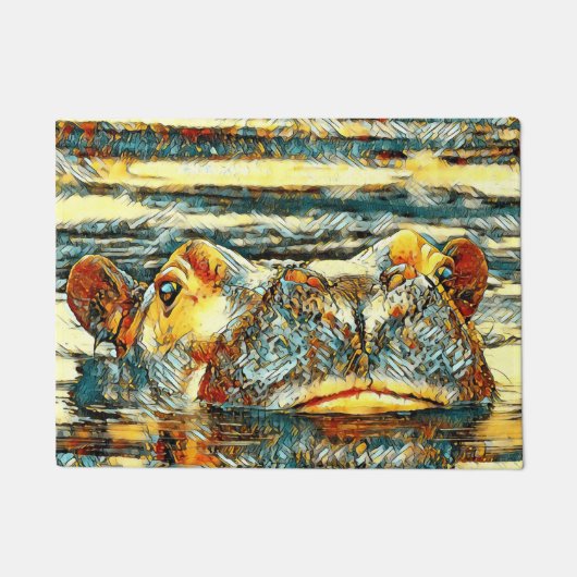 AnimalArt_Hippo_001 Deurmat (Voorkant)
