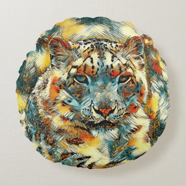 AnimalArt_Leopard_001 Rond Kussen (Voorkant)