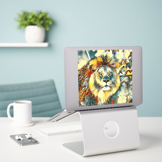 AnimalArt_Lion_001 Sticker (Laptop op bureau)