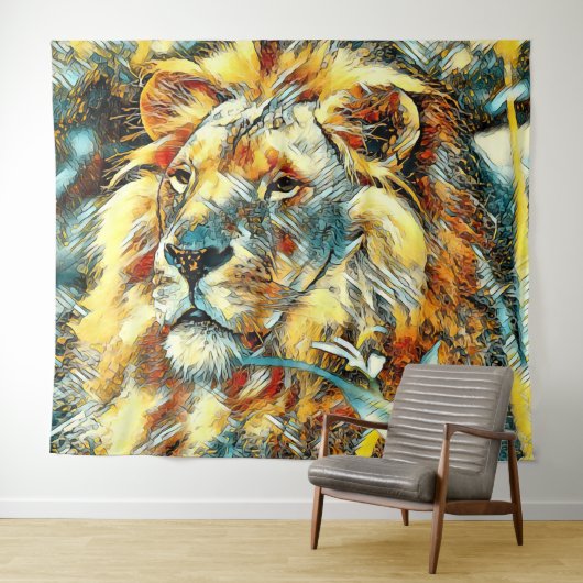 AnimalArt_Lion_009 Wandkleed (In Situ (horizontaal))