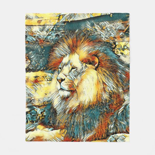 AnimalArt_Lion_033 Fleece Deken (Voorkant)