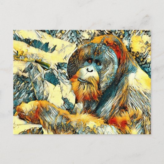 AnimalArt_OrangUtan_001 Briefkaart (Voorkant)
