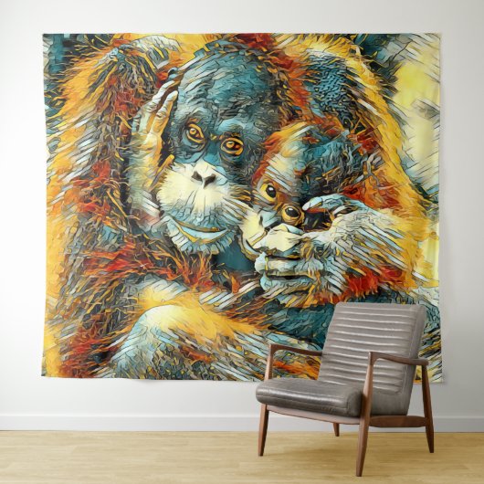 AnimalArt_OrangUtan_003 Wandkleed (In Situ (horizontaal))