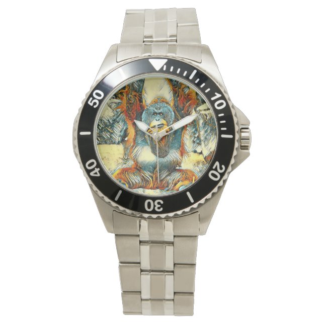 AnimalArt_OrangUtan_004 Horloge (Voorkant)