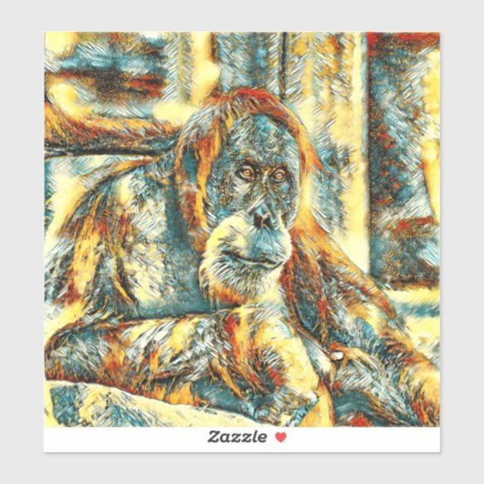 AnimalArt_OrangUtan_018 Sticker (Vel)