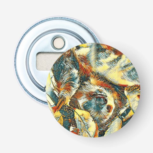 AnimalArt_Sloth_002 Button Flesopener (Voorkant)