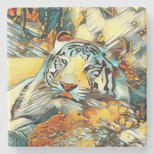 AnimalArt_Tiger_002 Stenen Onderzetter (Voorkant)