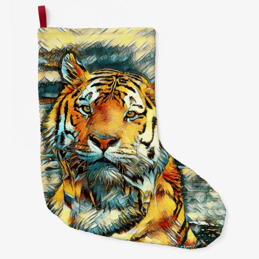 AnimalArt_Tiger_010 Grote Kerstsok (Voorkant)