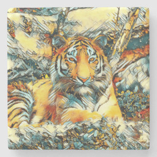 AnimalArt_Tiger_011 Stenen Onderzetter