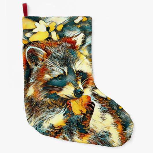 AnimalArt_Wasbeer_001 Grote Kerstsok (Voorkant)