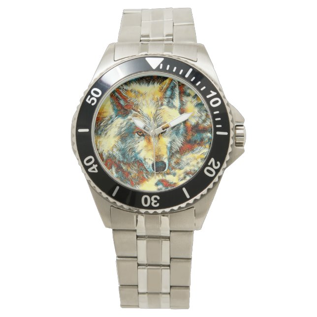 AnimalArt_Wolf_003 Horloge (Voorkant)