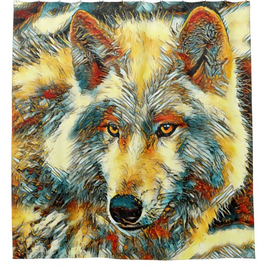 AnimalArt_Wolf_004 Douchegordijn (Voorkant)