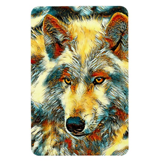 AnimalArt_Wolf_004 Magneet (Verticaal)