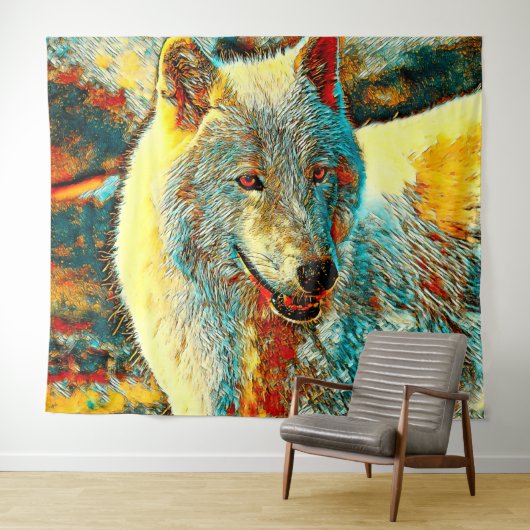 AnimalArt_Wolf_009 Wandkleed (In Situ (horizontaal))