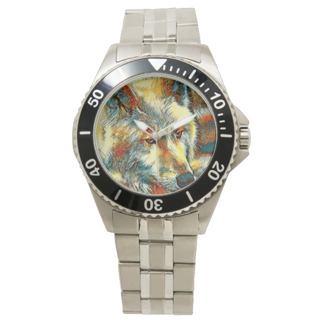 AnimalArt_Wolf_07 Horloge (Voorkant)