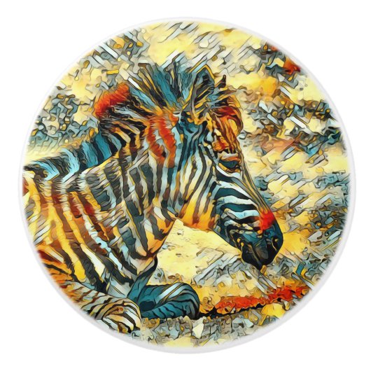 AnimalArt_Zebra_001 Keramische Knop (Voorkant)