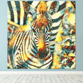 AnimalArt_Zebra_002 Canvas Afdruk (Insitu (Houten vloer))
