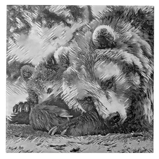 AnimalArtBW_Beer_002 Tegeltje (Voorkant)