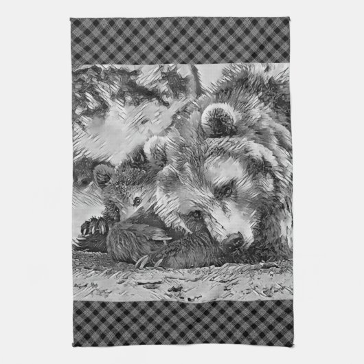 AnimalArtBW_Beer_002 Theedoek (Verticaal)
