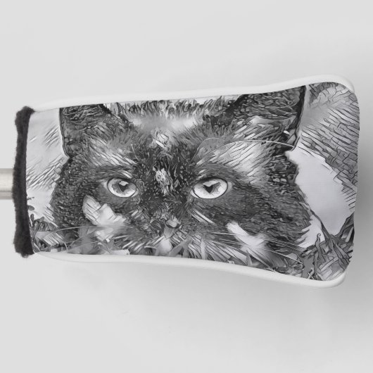 AnimalArtBW_Cat_003 Golfheadcover (Voorkant)