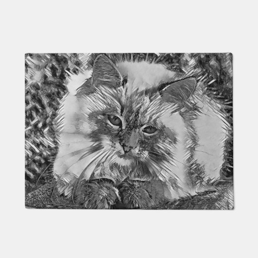 AnimalArtBW_Cat_07 Deurmat (Voorkant)