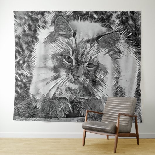 AnimalArtBW_Cat_07 Wandkleed (In Situ (horizontaal))