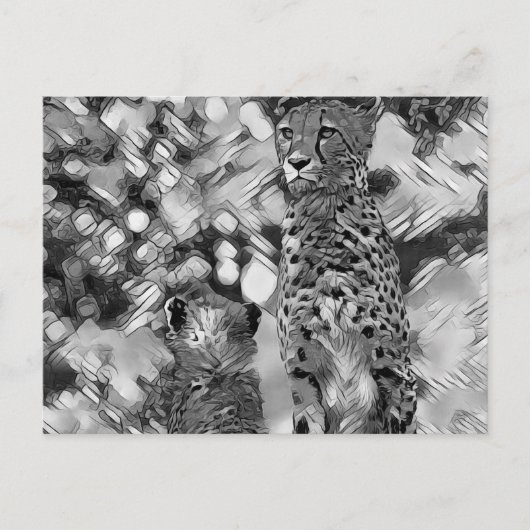 AnimalArtBW_Cheetah_008 Briefkaart (Voorkant)