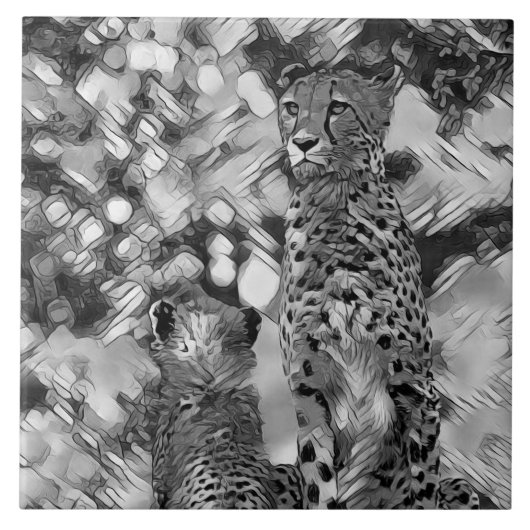 AnimalArtBW_Cheetah_008 Tegeltje (Voorkant)