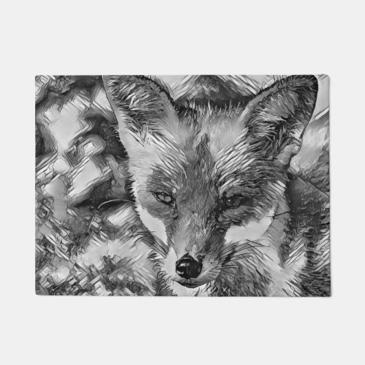 AnimalArtBW_Fox_001 Deurmat (Voorkant)