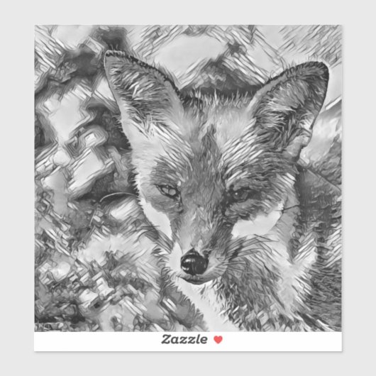 AnimalArtBW_Fox_001 Sticker (Vel)