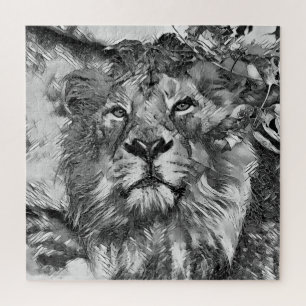 AnimalArtBW_Lion_003 Legpuzzel