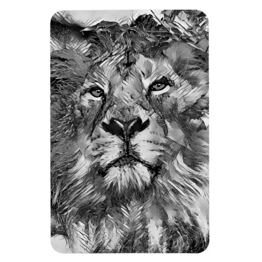 AnimalArtBW_Lion_003 Magneet (Verticaal)