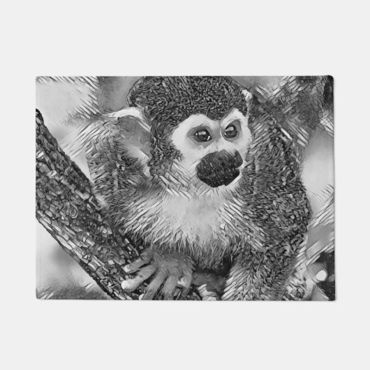 AnimalArtBW_Monkey_002 Deurmat (Voorkant)
