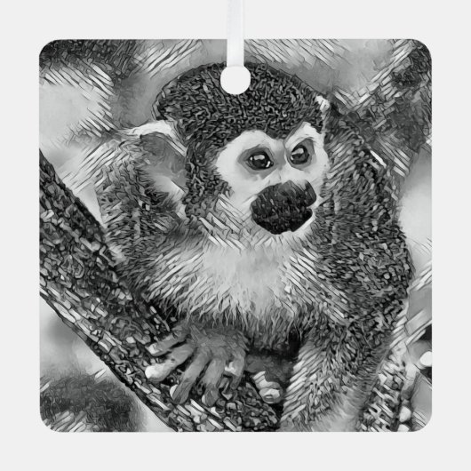 AnimalArtBW_Monkey_002 Metalen Ornament (Voorkant)