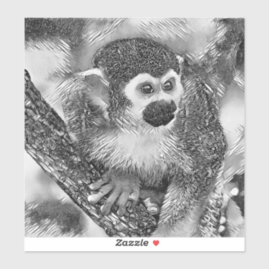 AnimalArtBW_Monkey_002 Sticker (Vel)