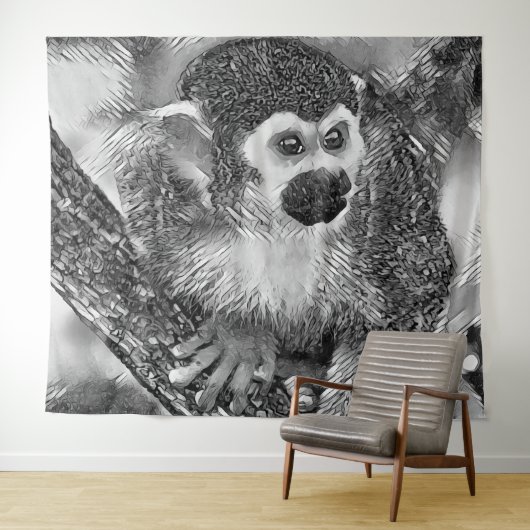 AnimalArtBW_Monkey_002 Wandkleed (In Situ (horizontaal))