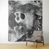 AnimalArtBW_Monkey_002 Wandkleed (In situ)