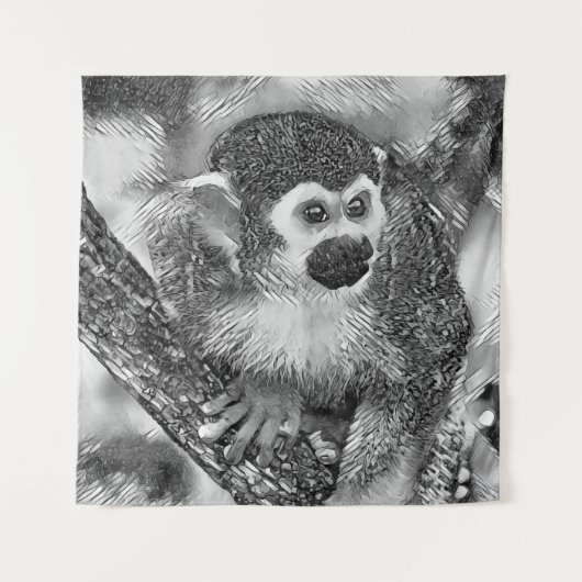 AnimalArtBW_Monkey_002 Wandkleed (Voorkant)