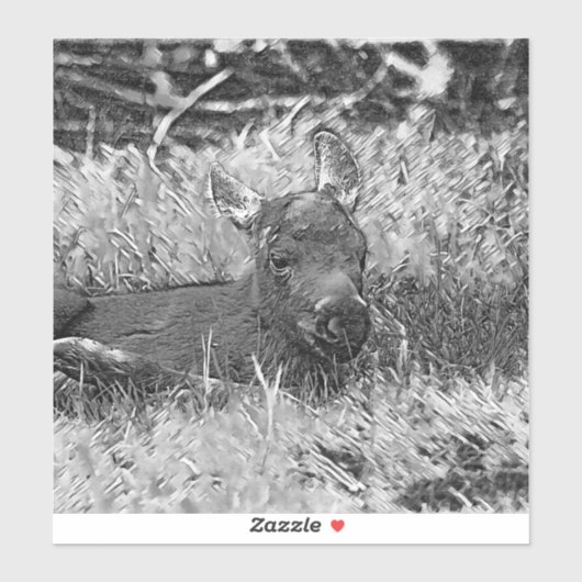 AnimalArtBW_Moose_001 Sticker (Vel)