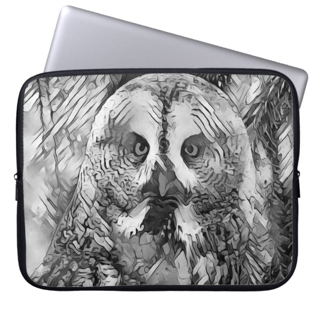AnimalArtBW_Owl_001 Laptop Sleeve (Voorkant)