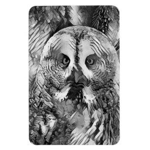 AnimalArtBW_Owl_001 Magneet