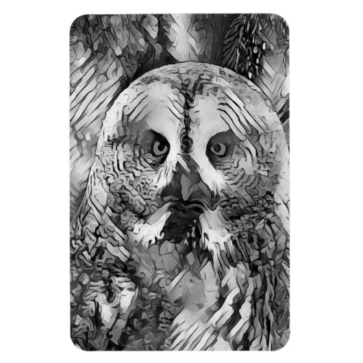 AnimalArtBW_Owl_001 Magneet (Verticaal)