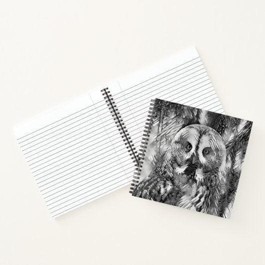AnimalArtBW_Owl_001 Notitieboek (Binnen)